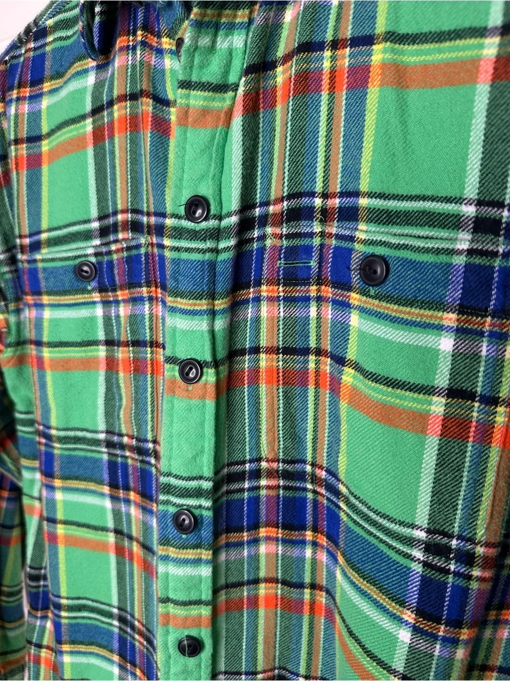 Polo Ralph Lauren Green Plaid Multi Color Striped Soft Flannel Shirt Men’s Size